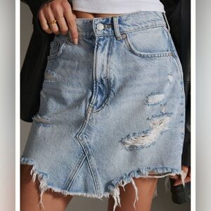 Pilcro Destroyed Denim Mini Skirt